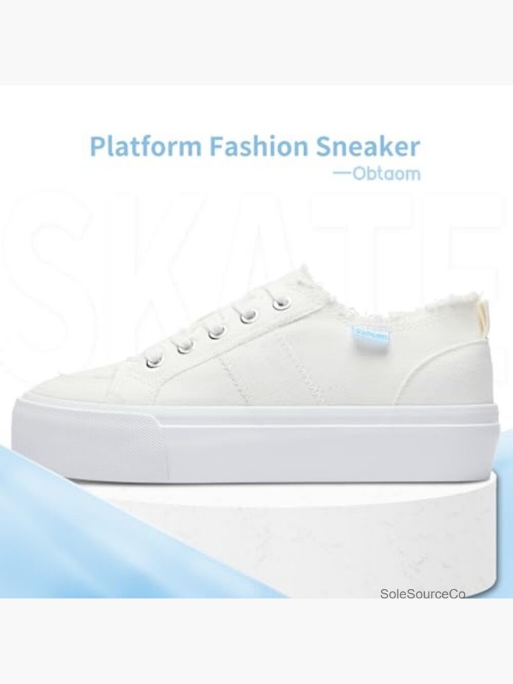 Canvas Platform Sneakers Women Low Top Lace Up Walking Shoes Casual White - Picture 3 of 7